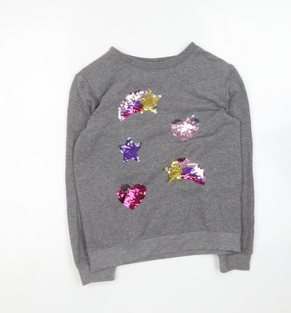 BPC Girls Grey Round Neck Cotton Pullover Jumper Size 10-11 Years