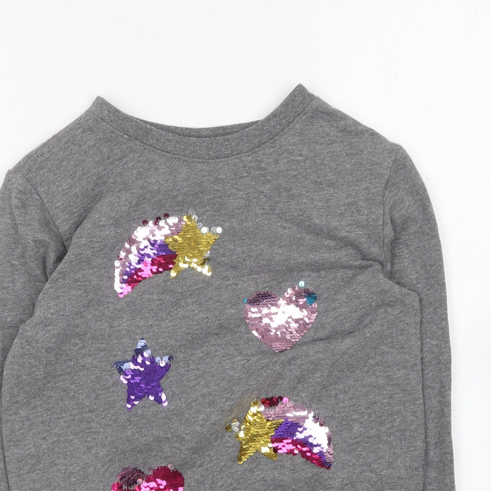 BPC Girls Grey Round Neck Cotton Pullover Jumper Size 10-11 Years