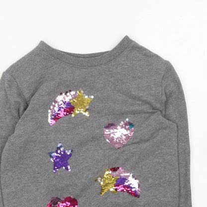 BPC Girls Grey Round Neck Cotton Pullover Jumper Size 10-11 Years