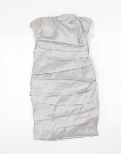 Rise Womens Silver Polyester Bodycon Size 8 Square Neck