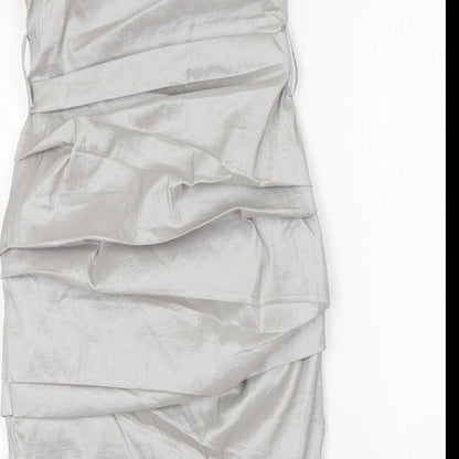Rise Womens Silver Polyester Bodycon Size 8 Square Neck