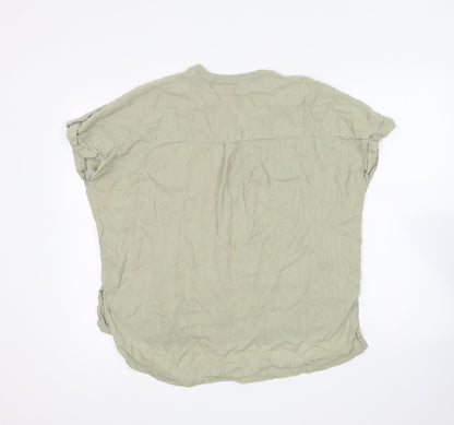 F&F Womens Green Lyocell Basic Blouse Size 8 V-Neck