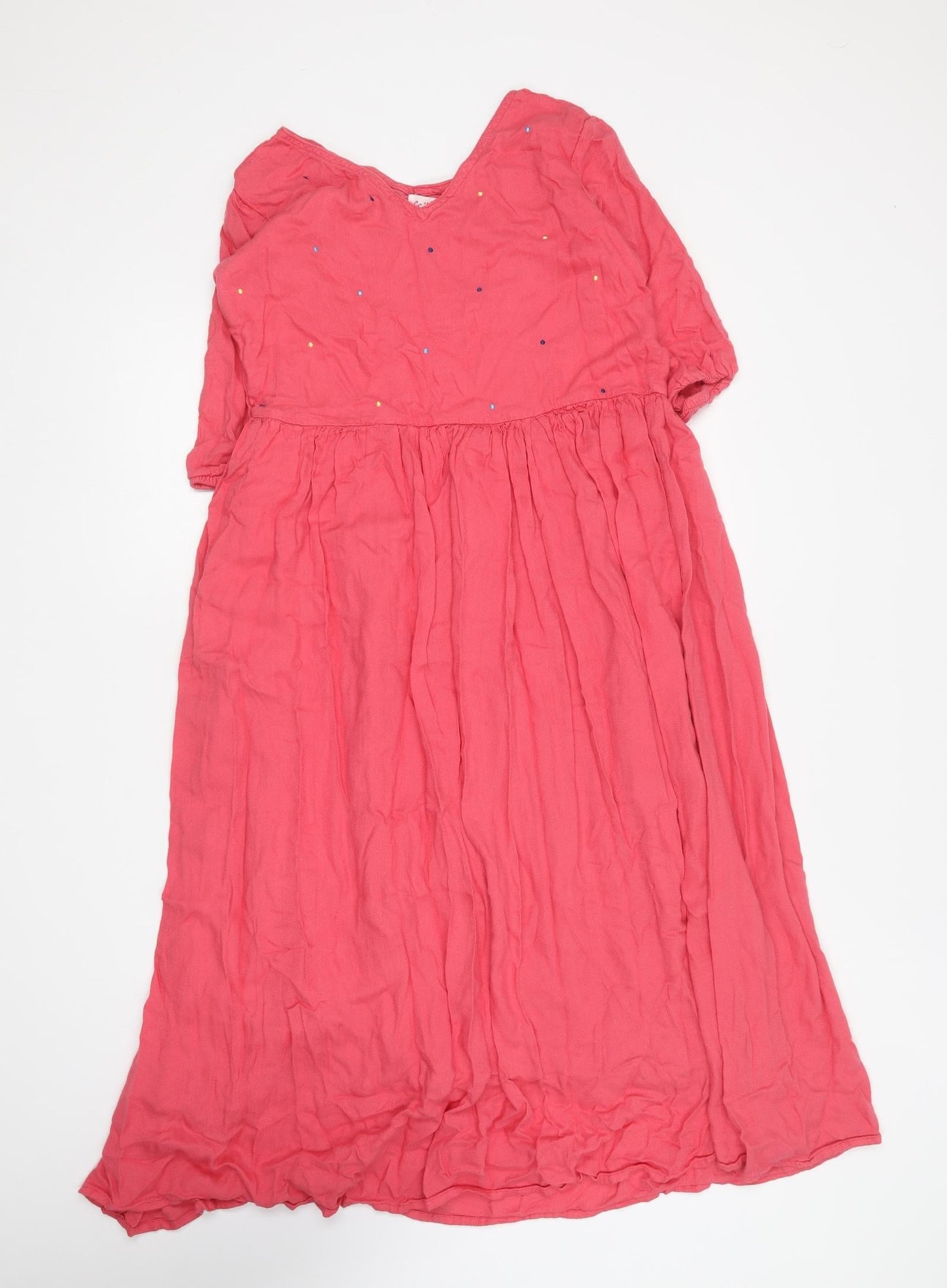 Cathie Womens Pink Cotton Skater Dress Size M Round Neck