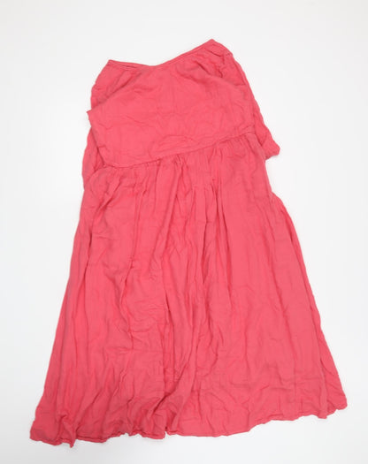 Cathie Womens Pink Cotton Skater Dress Size M Round Neck