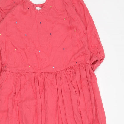 Cathie Womens Pink Cotton Skater Dress Size M Round Neck