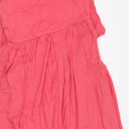 Cathie Womens Pink Cotton Skater Dress Size M Round Neck