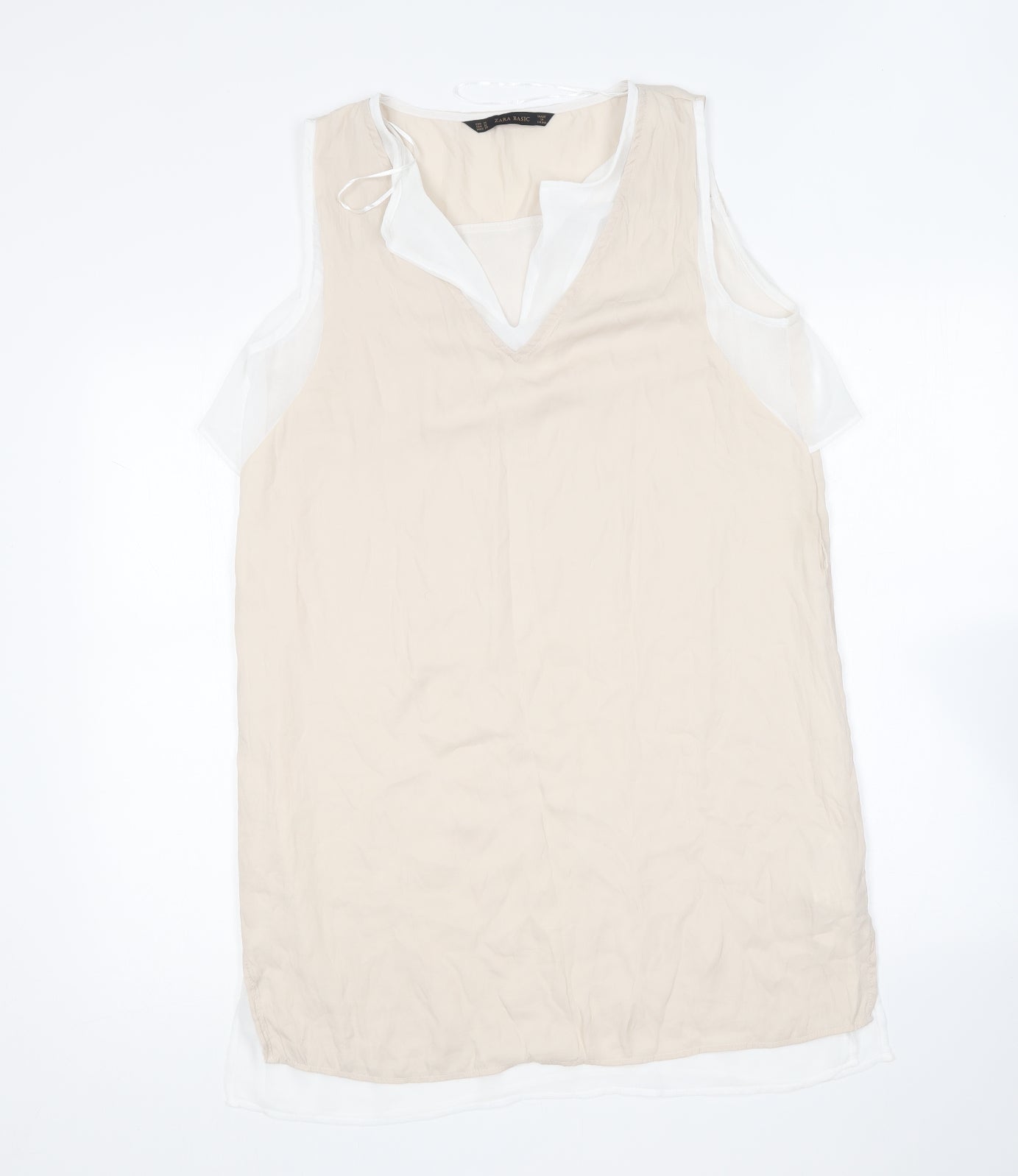 Womens UK Size M Zara Beige Basic Blouse
