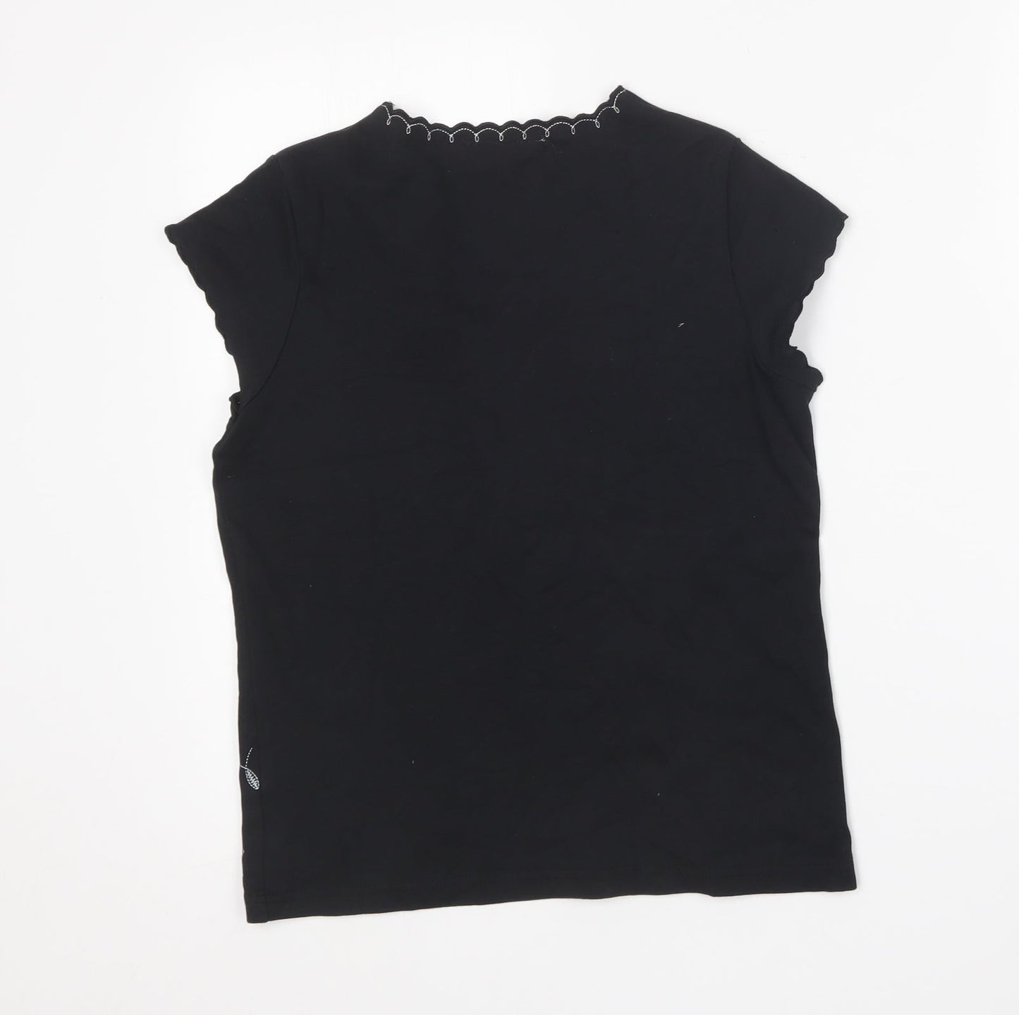 Emreco Womens Black Cotton Basic T-Shirt Size 12 Round Neck