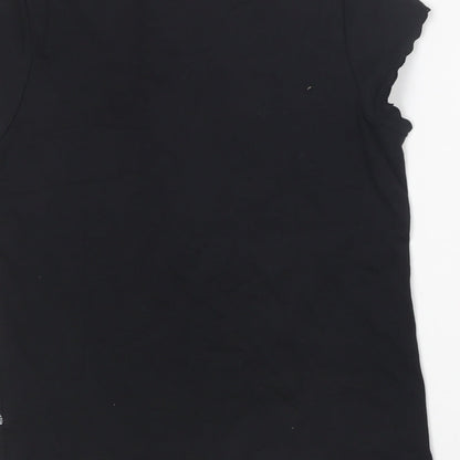 Emreco Womens Black Cotton Basic T-Shirt Size 12 Round Neck