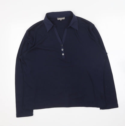 First Avenue Womens Blue Polyester Basic T-Shirt Size XL Collared