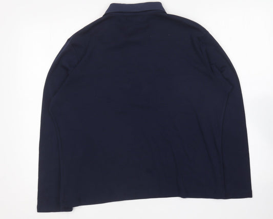 First Avenue Womens Blue Polyester Basic T-Shirt Size XL Collared