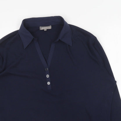 First Avenue Womens Blue Polyester Basic T-Shirt Size XL Collared