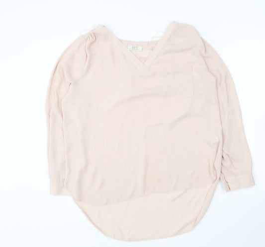 Papaya Womens Beige Polyester Basic Blouse Size 16 V-Neck