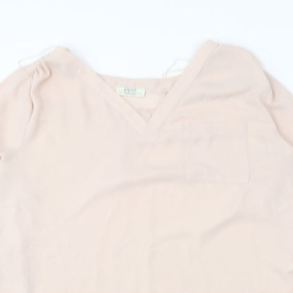 Papaya Womens Beige Polyester Basic Blouse Size 16 V-Neck
