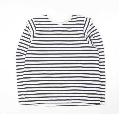 Papaya Womens Blue Round Neck Striped Polyester Pullover Jumper Size L