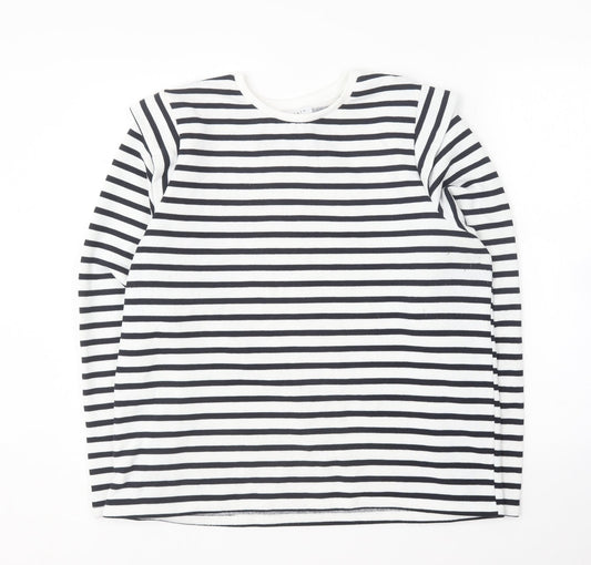 Papaya Womens Blue Round Neck Striped Polyester Pullover Jumper Size L
