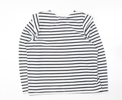 Papaya Womens Blue Round Neck Striped Polyester Pullover Jumper Size L
