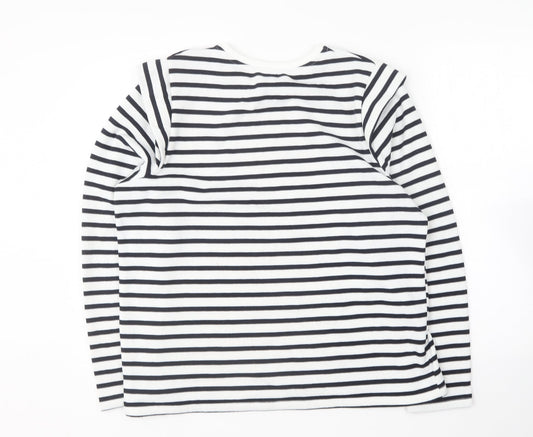 Papaya Womens Blue Round Neck Striped Polyester Pullover Jumper Size L