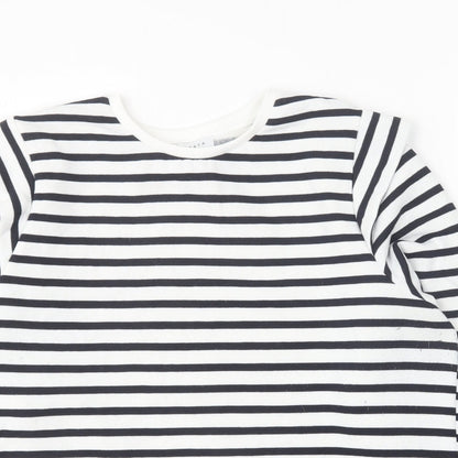 Papaya Womens Blue Round Neck Striped Polyester Pullover Jumper Size L