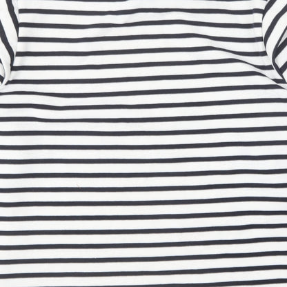 Papaya Womens Blue Round Neck Striped Polyester Pullover Jumper Size L