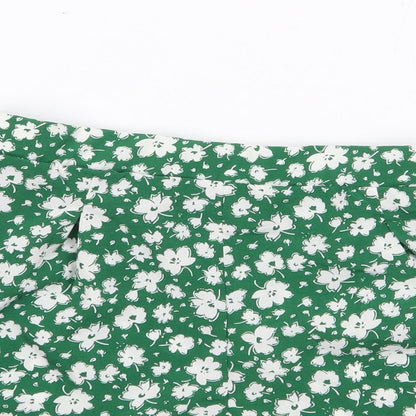 SheIn Girls Green Floral Polyester Mom Shorts Size 12 Years Regular Zip