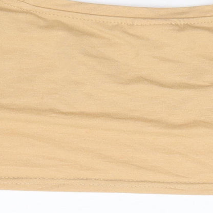 SheIn Girls Beige Polyester Cropped T-Shirt Size 12 Years Crew Neck Pullover