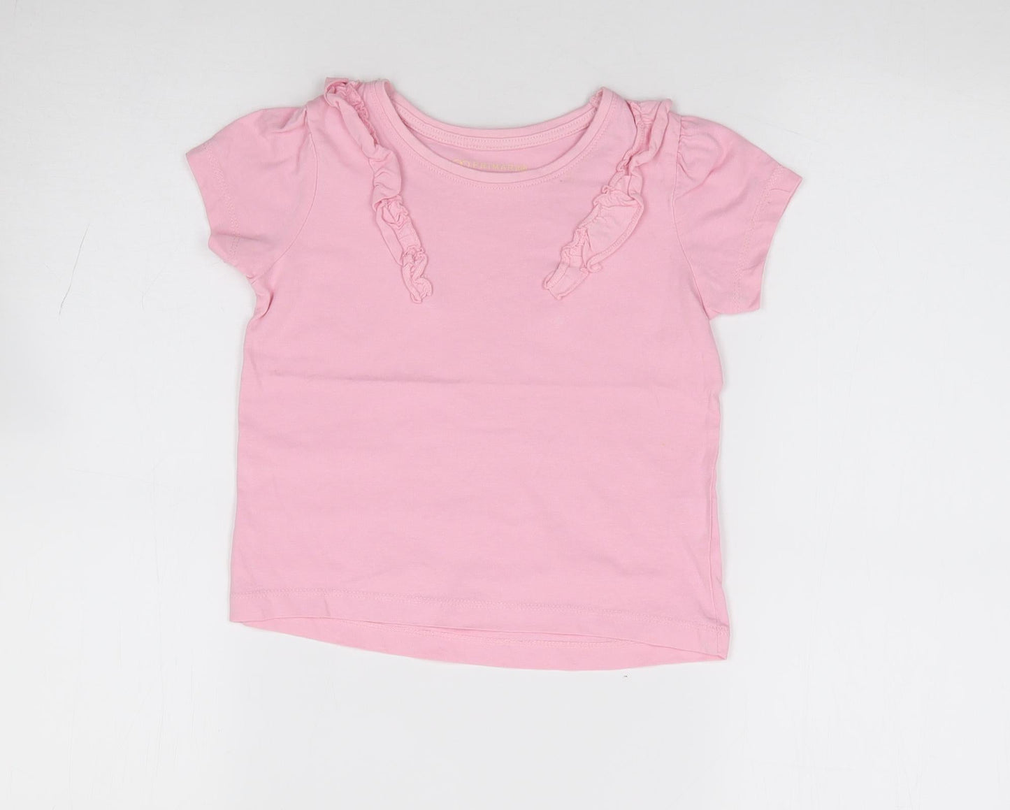 Primark Girls Pink 100% Cotton Jersey T-Shirt Size 4-5 Years Crew Neck Pullover