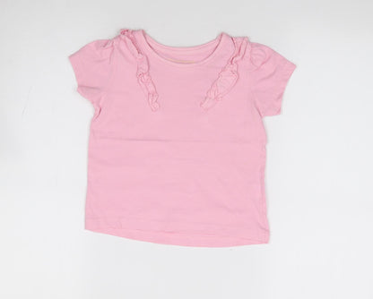Primark Girls Pink 100% Cotton Jersey T-Shirt Size 4-5 Years Crew Neck Pullover