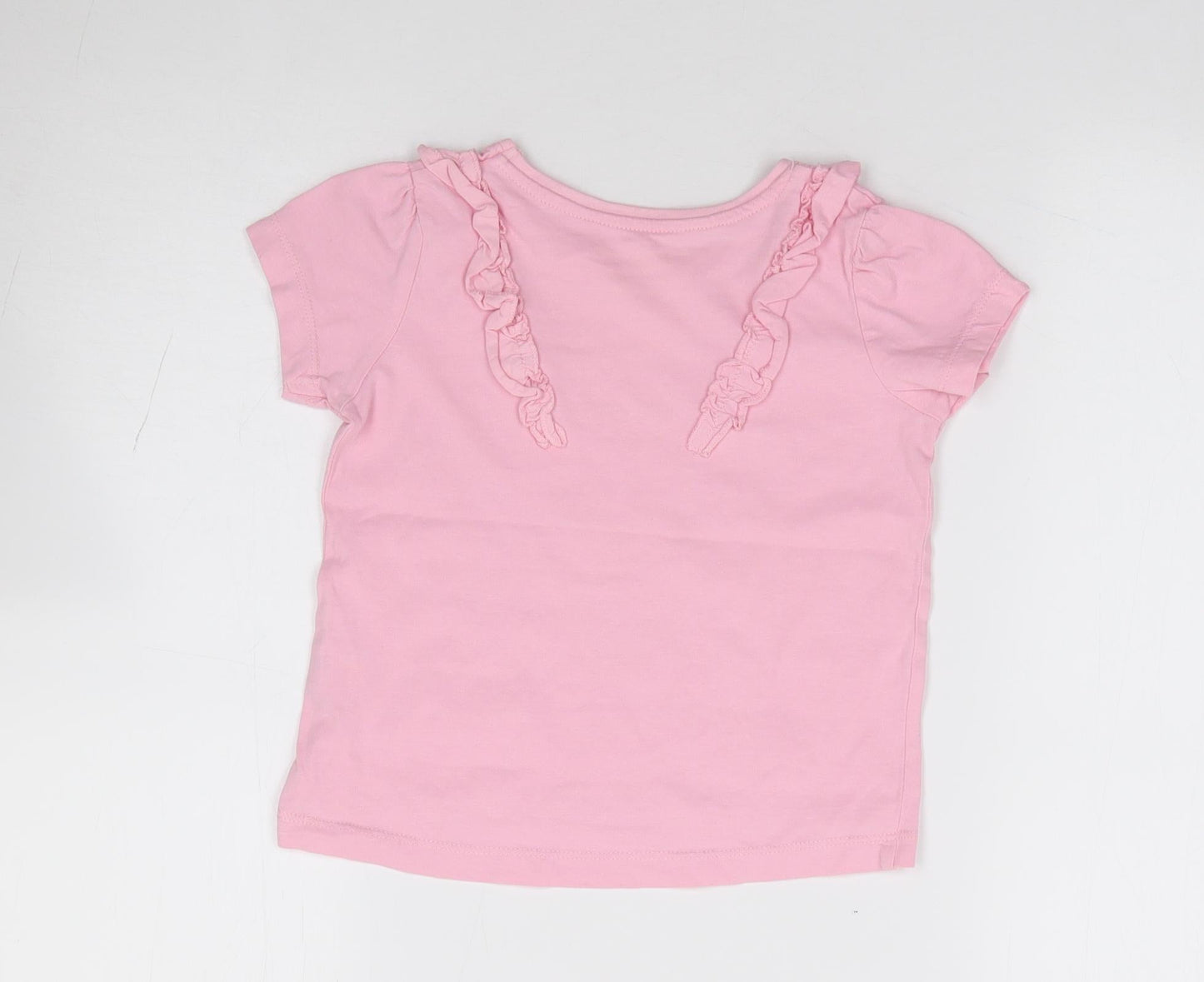 Primark Girls Pink 100% Cotton Jersey T-Shirt Size 4-5 Years Crew Neck Pullover