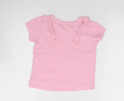 Primark Girls Pink 100% Cotton Jersey T-Shirt Size 4-5 Years Crew Neck Pullover