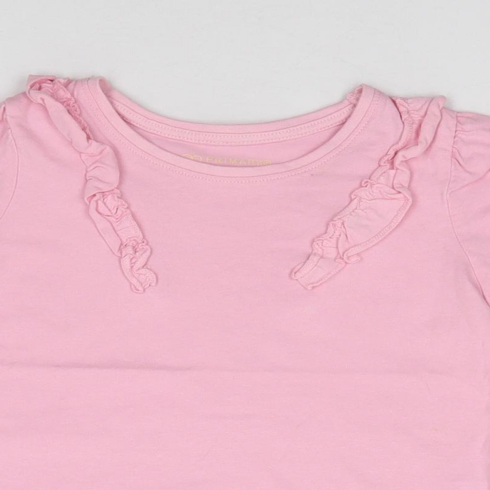 Primark Girls Pink 100% Cotton Jersey T-Shirt Size 4-5 Years Crew Neck Pullover