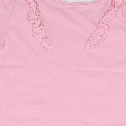 Primark Girls Pink 100% Cotton Jersey T-Shirt Size 4-5 Years Crew Neck Pullover