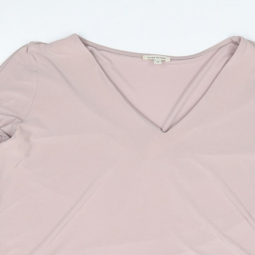 Womens UK Size 12 River Island Purple Jersey Blouse