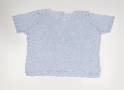 Marks and Spencer Womens Blue Round Neck Acrylic Pullover Jumper Size 18