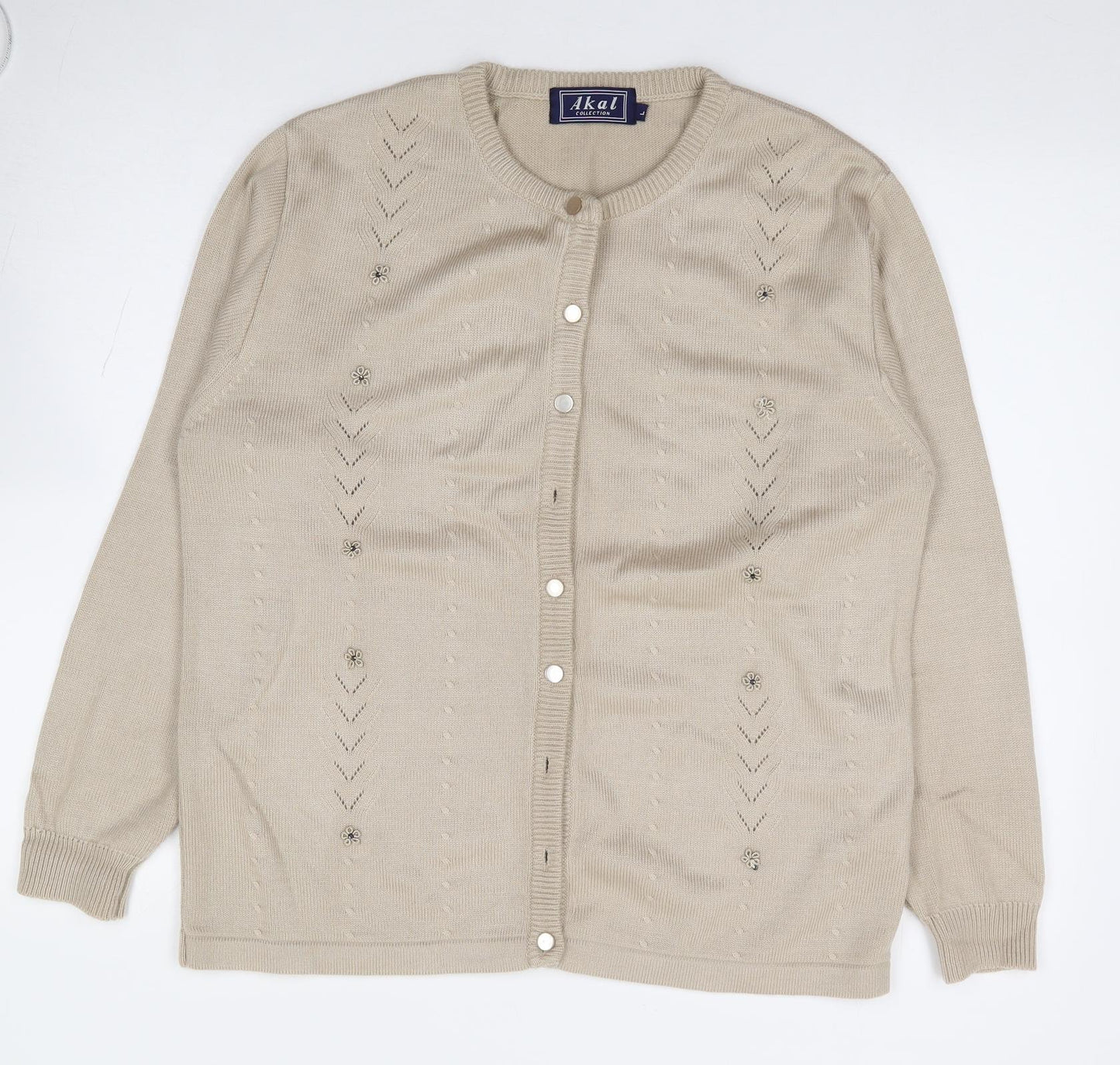 Womens UK Size L Akal Collection Beige Cardigan Jumper