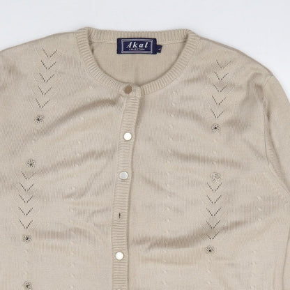 Womens UK Size L Akal Collection Beige Cardigan Jumper