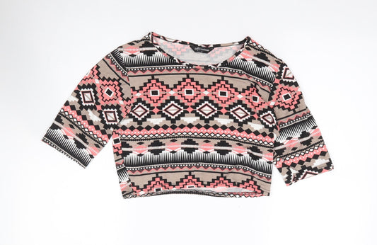 Womens UK Size L Internationale Multicoloured Cropped T-Shirt