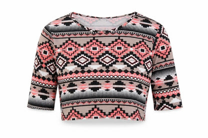 Womens UK Size L Internationale Multicoloured Cropped T-Shirt