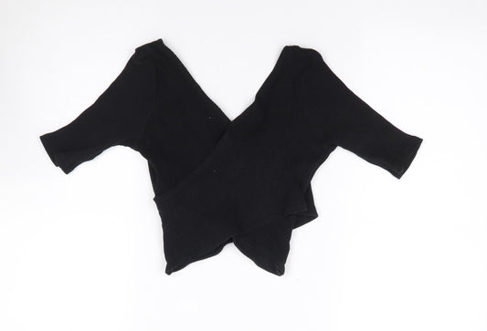Womens UK Size XS Hollister Black Cropped T-Shirt