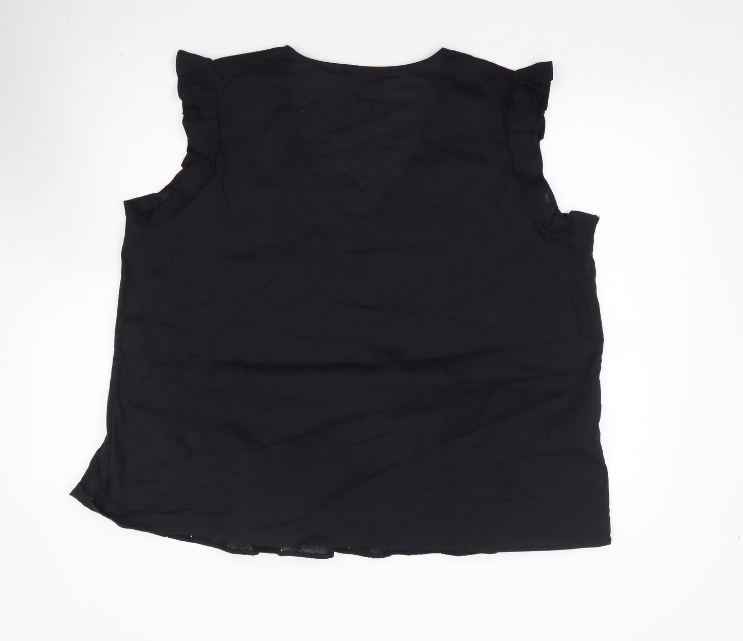 Dunnes Womens Black 100% Cotton Jersey Blouse Size XL V-Neck