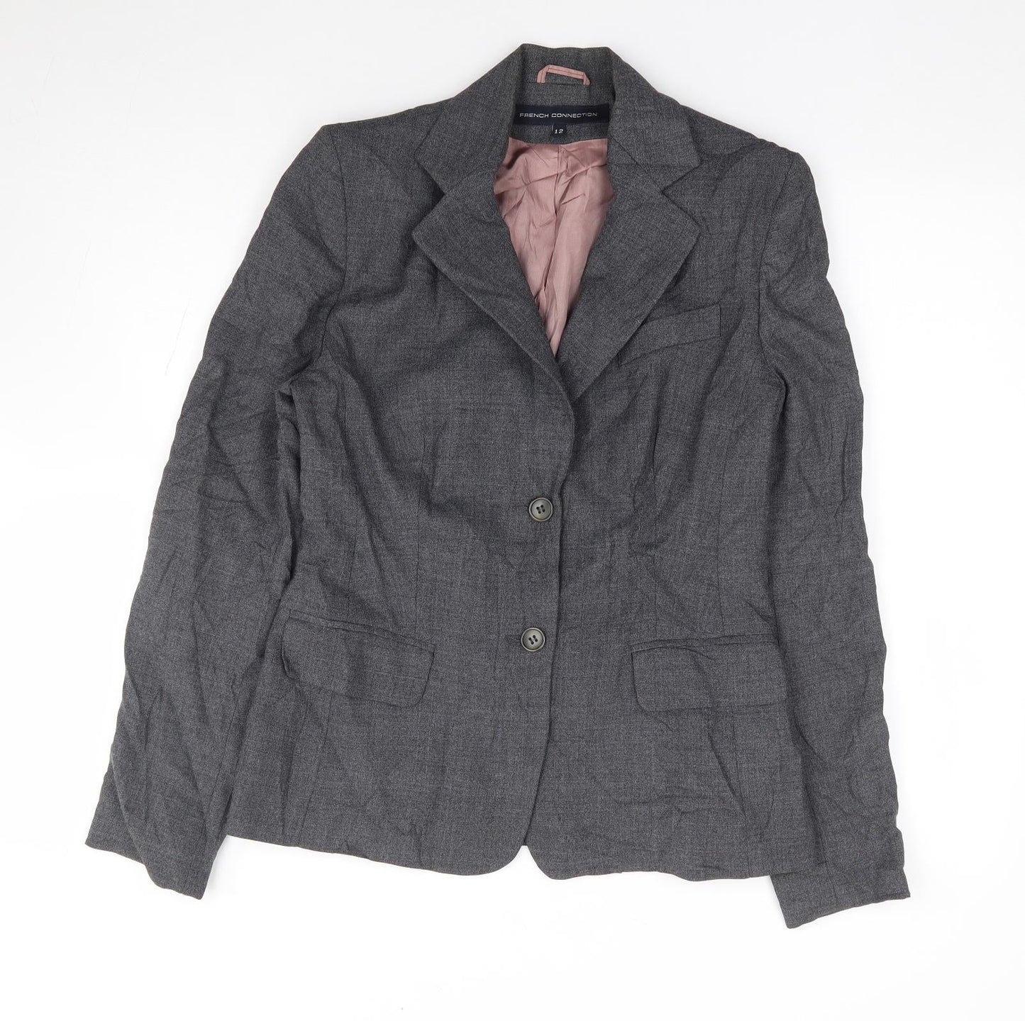 French Connection Womens Grey Wool Jacket Suit Jacket Size 12