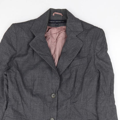 French Connection Womens Grey Wool Jacket Suit Jacket Size 12