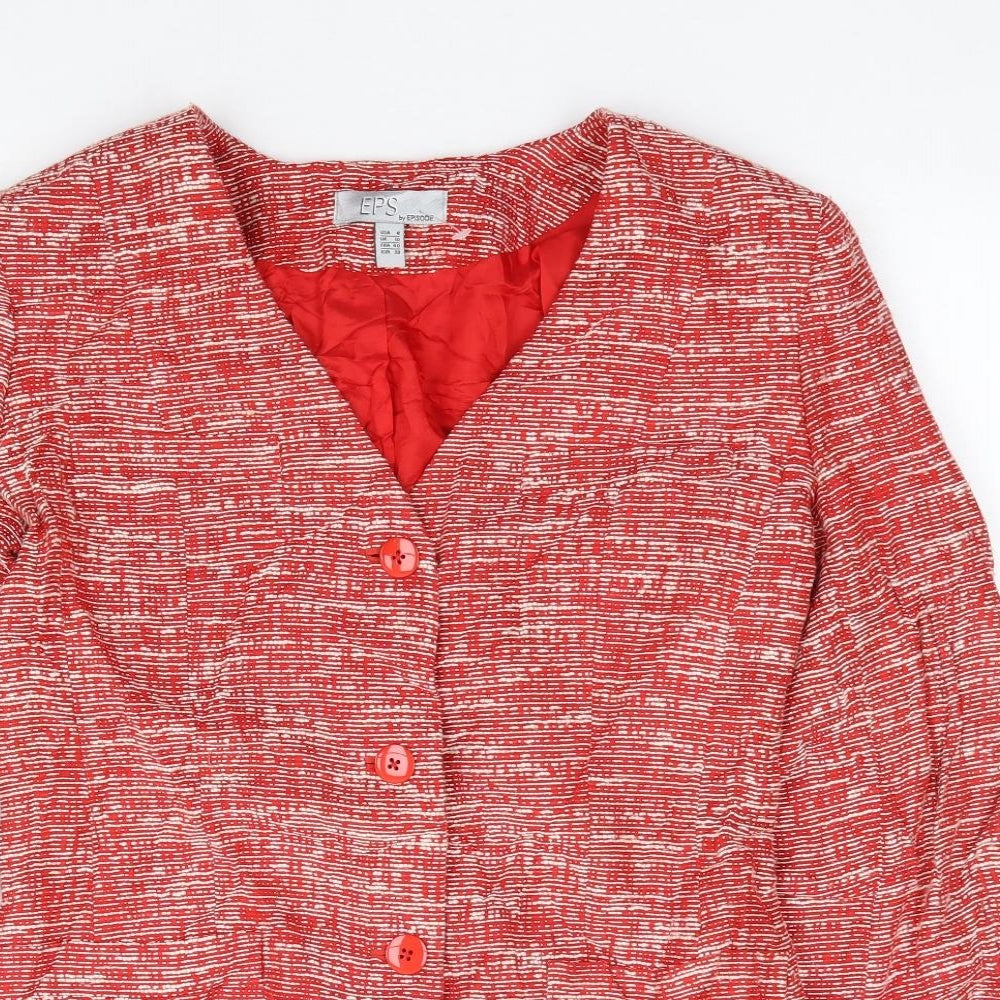 EPS by Episode Womens Red Flecked Viscose Jacket Suit Jacket Size 10