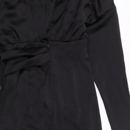 ASOS Womens Black Polyester Bodycon Size 10 One Shoulder Zip