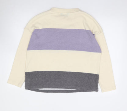 F&F Womens Multicoloured Round Neck Striped Polyester Pullover Jumper Size M