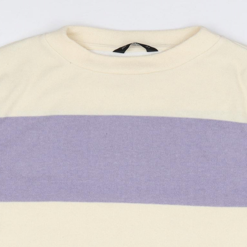 F&F Womens Multicoloured Round Neck Striped Polyester Pullover Jumper Size M