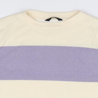 F&F Womens Multicoloured Round Neck Striped Polyester Pullover Jumper Size M