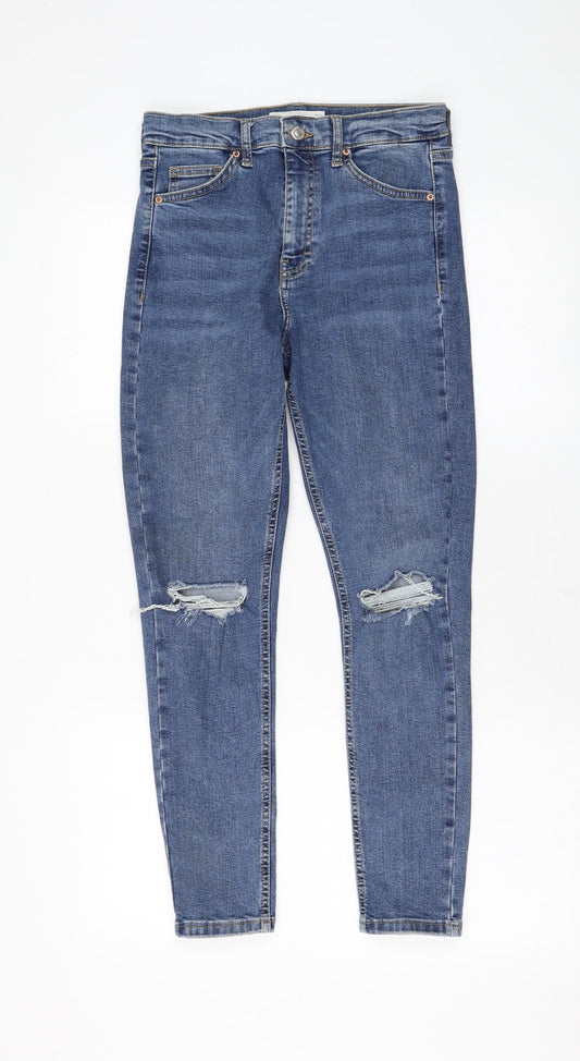 Topshop Womens Blue Cotton Skinny Jeans Size 28 in L30 in Regular Zip