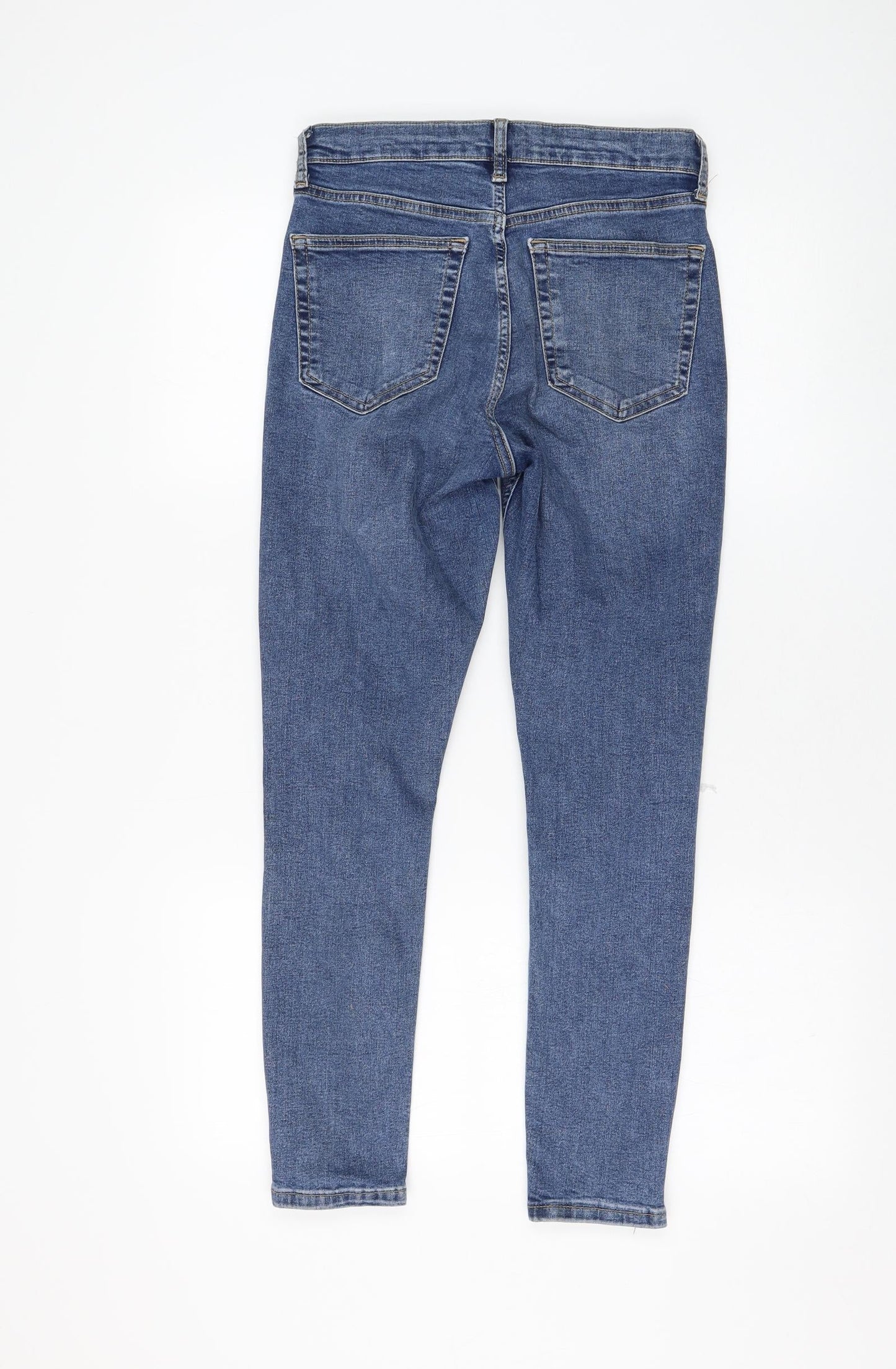 Topshop Womens Blue Cotton Skinny Jeans Size 28 in L30 in Regular Zip