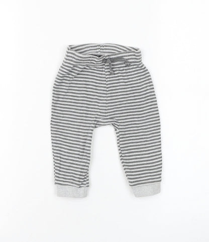 George Boys Grey Striped Cotton Jogger Trousers Size 6-9 Months Pullover - Winnie The Pooh